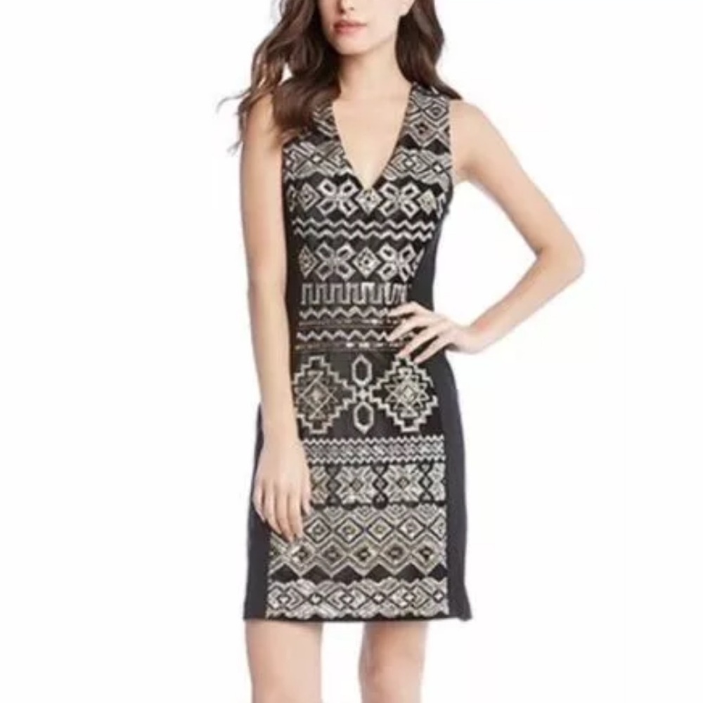 KAREN KANE Black Sequin Front Tinseltown‎ Sheath Dress Medium M  NWT $149